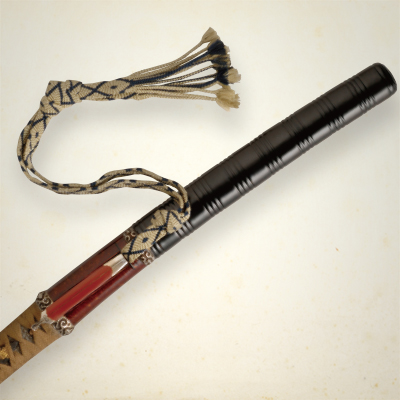 Koshirae. Fuchi-kashira and kurikata with design of guri scrolls.