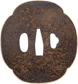 Tsuba with design of woodgrain pattern