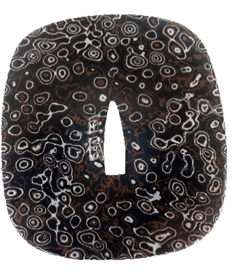 Tsuba with design of woodgrain pattern. Signed Made by Shouami Moriaki, a resident of Matsuyama,Iyo province