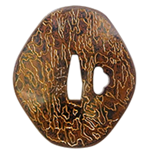 Tsuba with design of woodgrain pattern