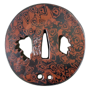 木目金地鐔山銅赤銅赤銅復履 角紋菊図